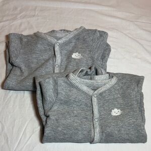 Carter's - pair of 9M Grey Baby Onesies with Cloud Design - Waffle knit